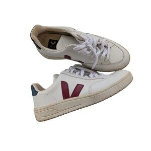 VEJA V-12 Leather Sneakers White Burgundy Nautico EU40 US 7 Womens Shoes
